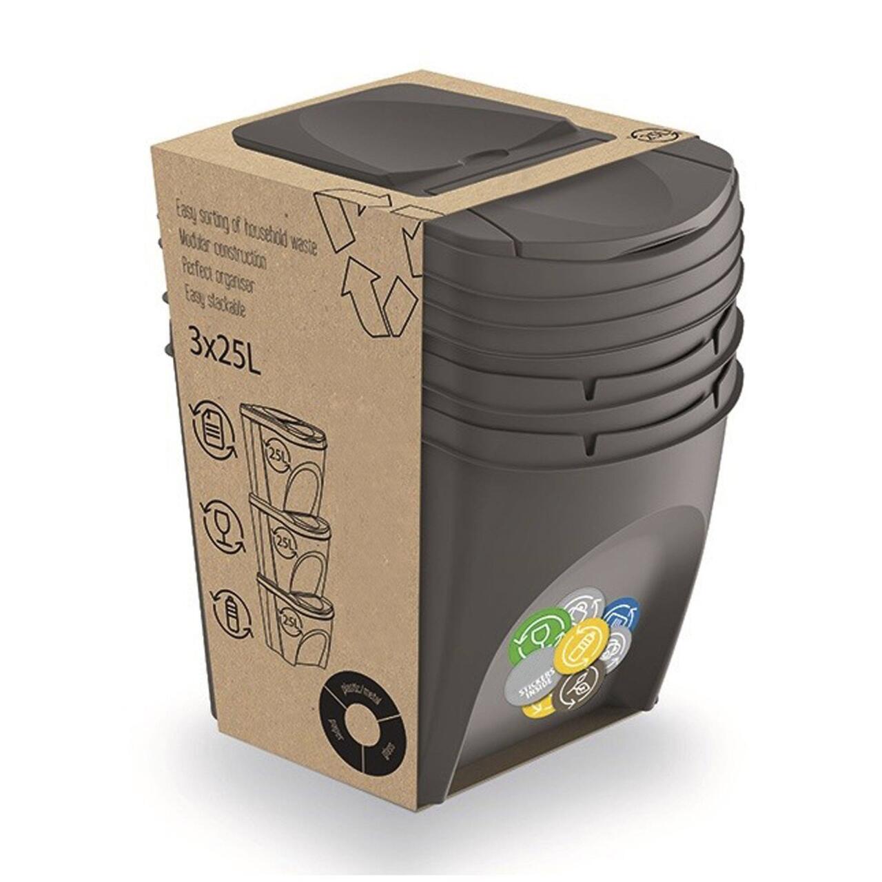 Set de 3 Cubos de Reciclaje de 25 L/unidad - WellHome