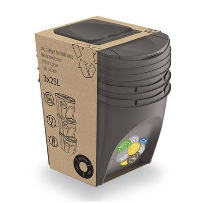 Set de 3 Cubos de Reciclaje de 25 L/unidad - WellHome