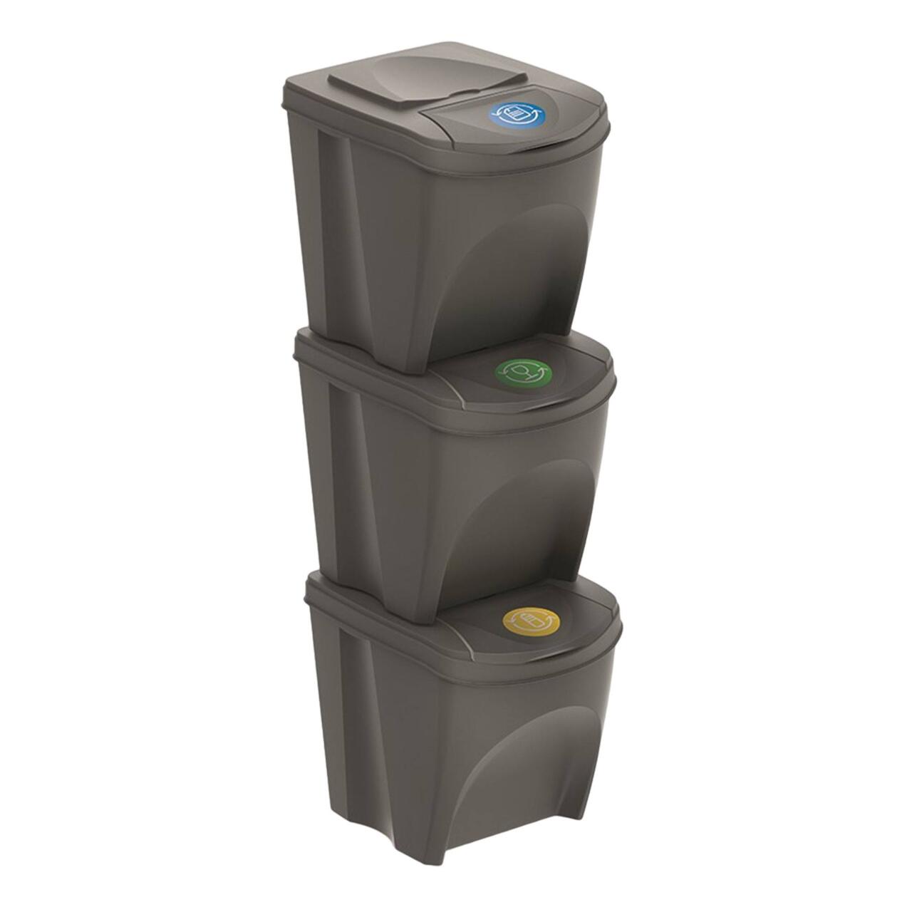 Set de 3 Cubos de Reciclaje de 25 L/unidad - WellHome