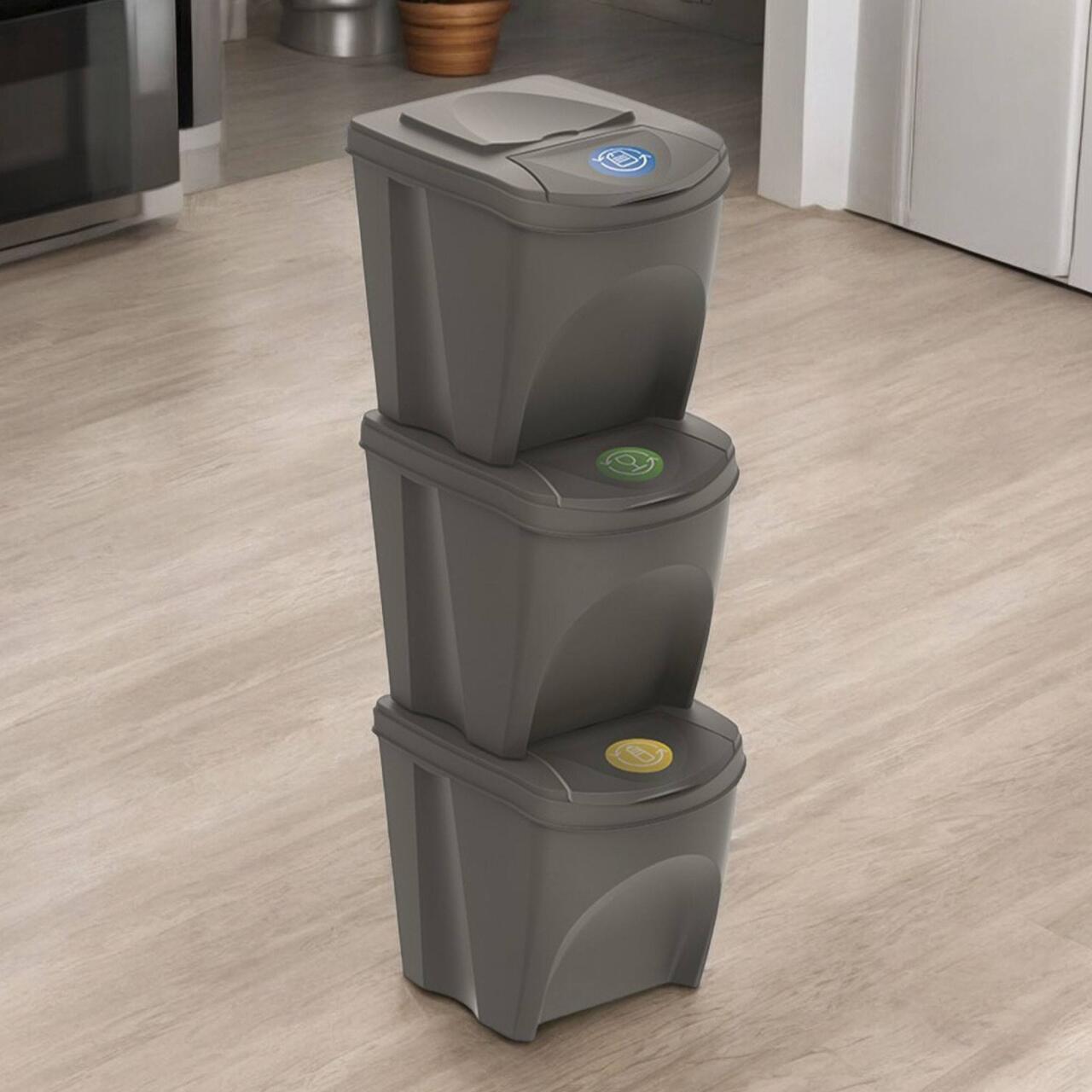 Set de 3 Cubos de Reciclaje de 25 L/unidad - WellHome